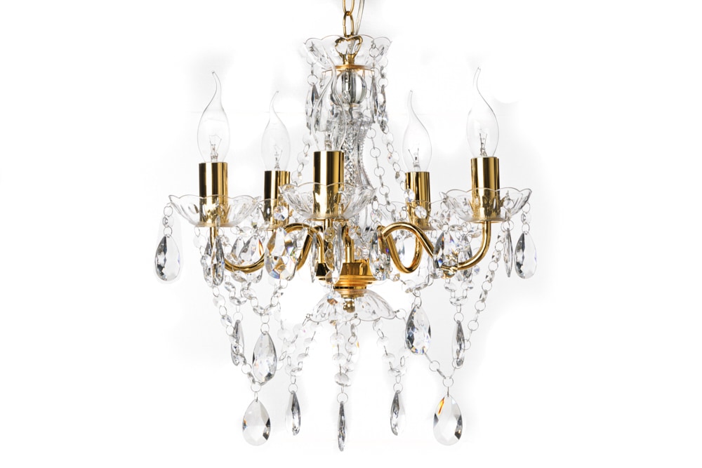Design Kronleuchter DIAMONDS S 40cm gold Acryl 5-armig Barock Design