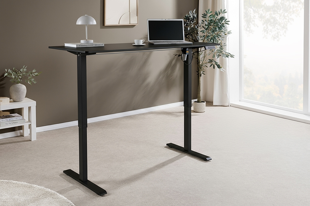 Höhenverstellbarer Schreibtisch BLACK DESK 140cm anthrazit schwarzes Metallgestell