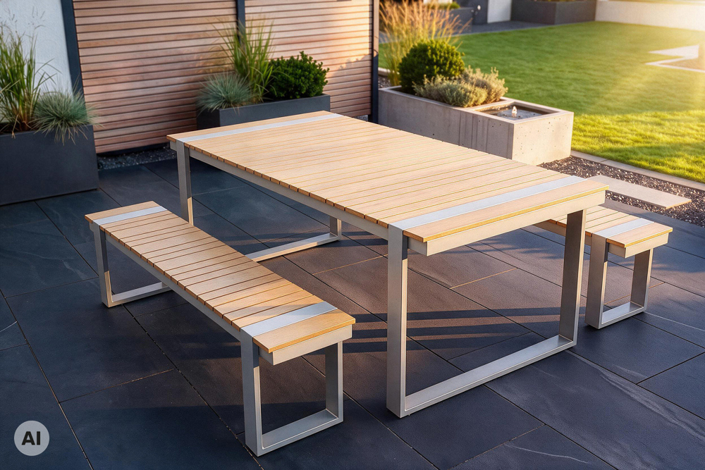 Wetterfester Gartentisch TAMPA LOUNGE 160cm greige natur Aluminium Metall Holz-Design Outdoor » Jetzt kaufen