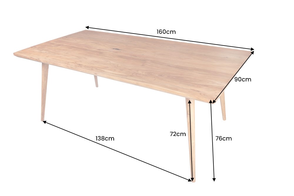 Massiver Esstisch MYSTIC LIVING 160cm Akazie natur Massivholz