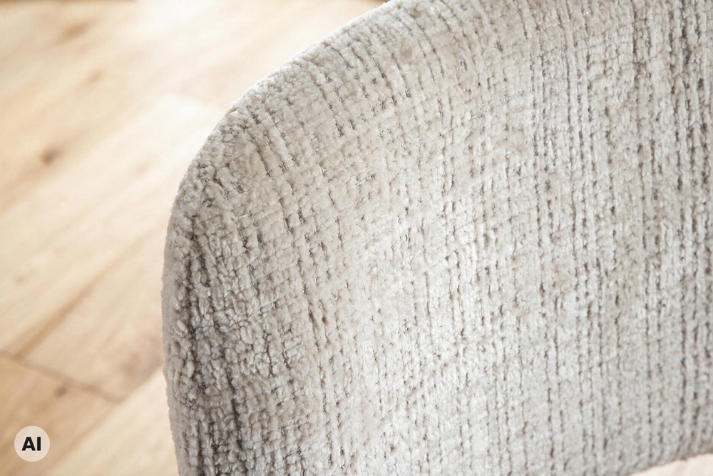 Design Stuhl BELLANO creme beige Chenille Cremona Metallgestell Eiche