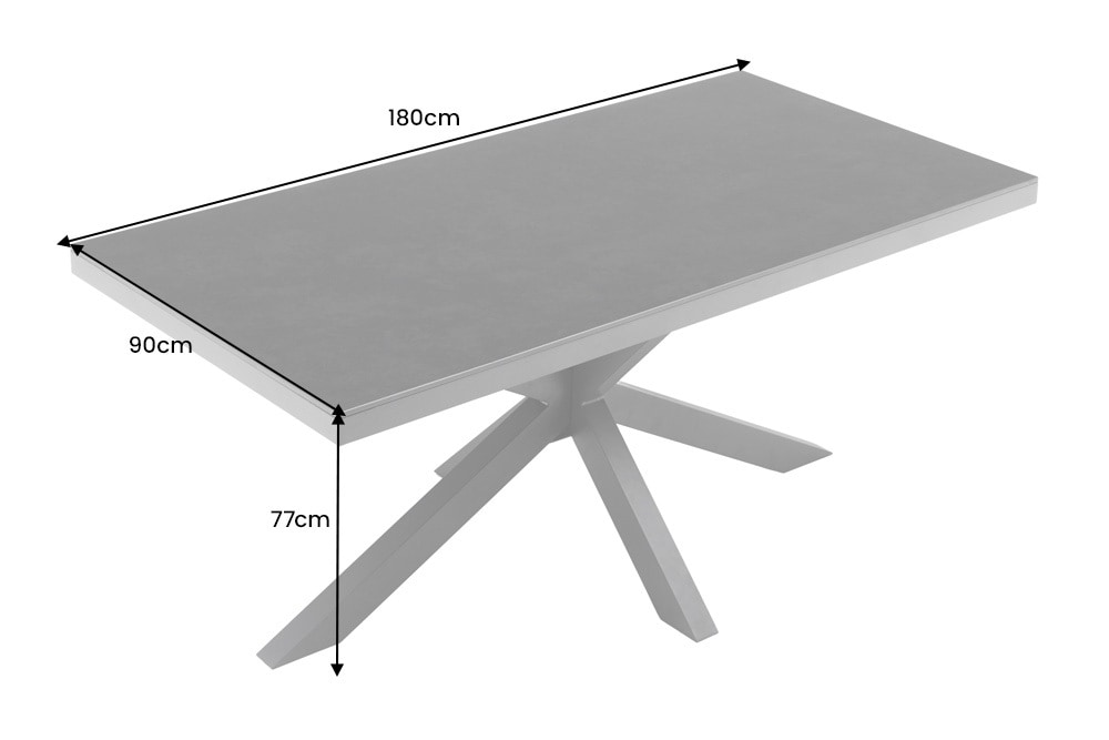 In- und Outdoor Esstisch GALAXIE 180cm anthrazit Keramik Aluminium Gartentisch