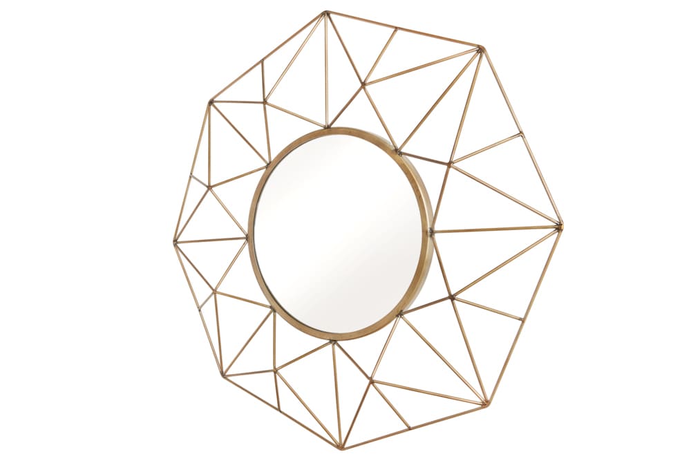 Handgearbeiteter Spiegel DIAMOND XL 90cm messing aus Eisen im Retro Design