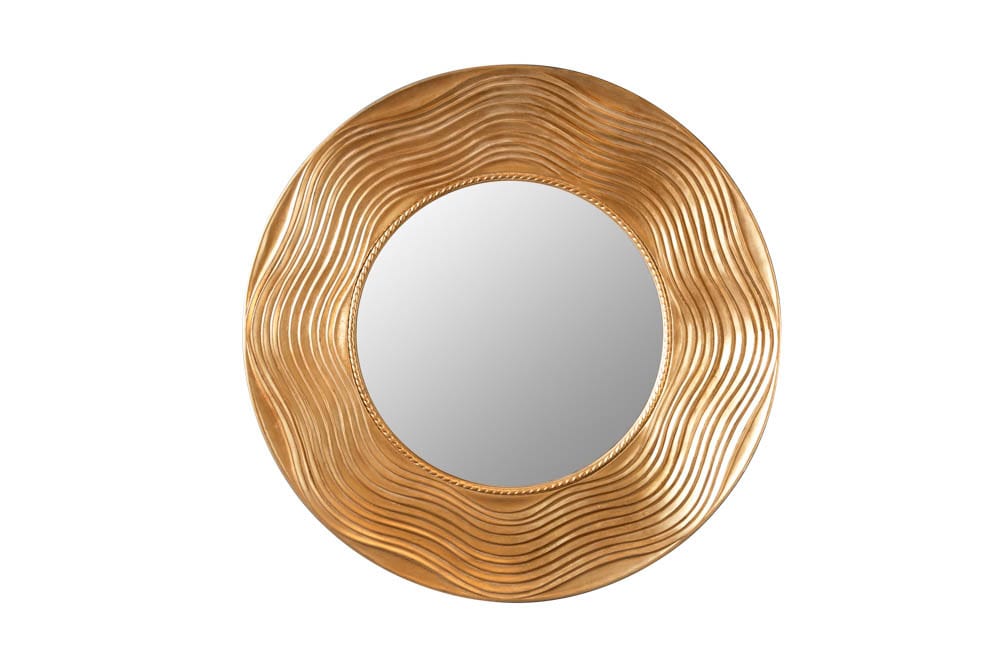 Eleganter Wandspiegel CIRCLE 100cm gold rund mit verziertem Rahmen