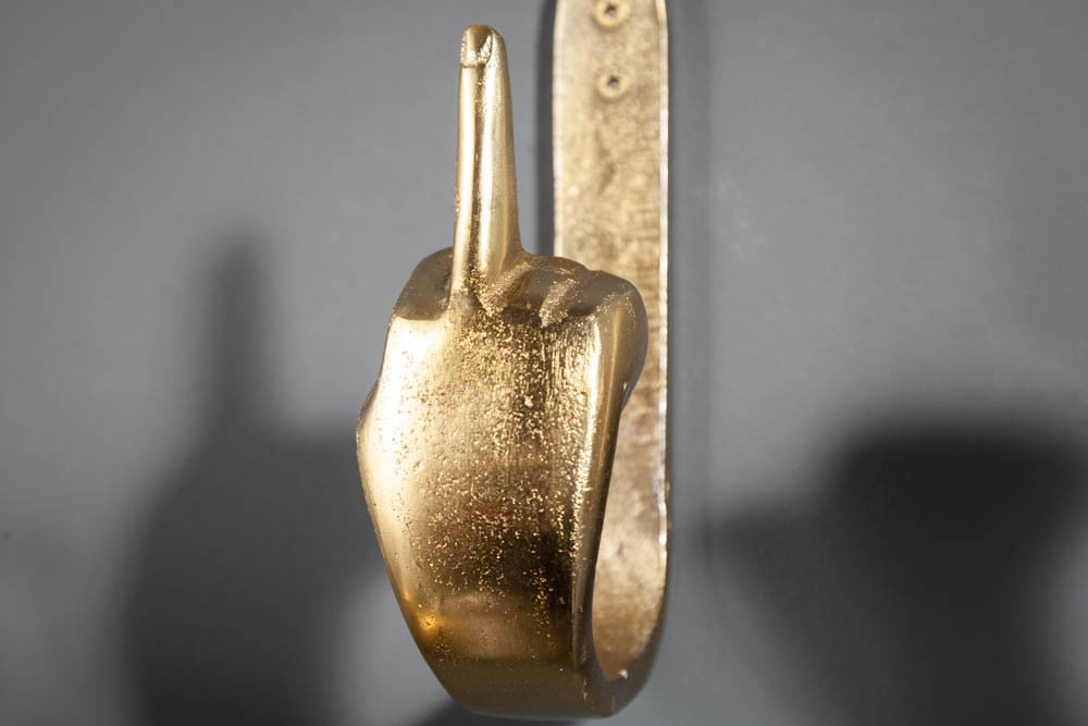 Extravagante Kleiderhaken FINGERS gold Metall-Aluminium 3er Set Wandgarderobe