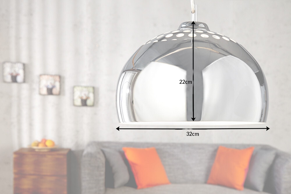 Designer Hängelampe CHROME BALL 32cm chrom Pendelleuchte Modern Design