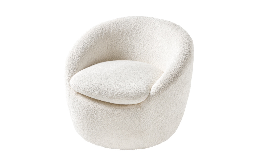 Drehbarer Design Sessel ALPINE beige Bouclé 360° mit Armlehnen
