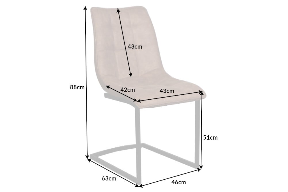 Design Freischwinger Stuhl MIAMI taupe antik Microfaser Metallgestell matt schwarz
