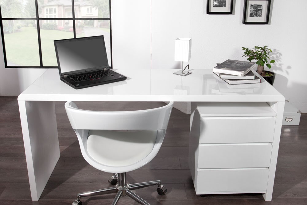 Design Schreibtisch FAST TRADE 160cm weiß Hochglanz Computertisch