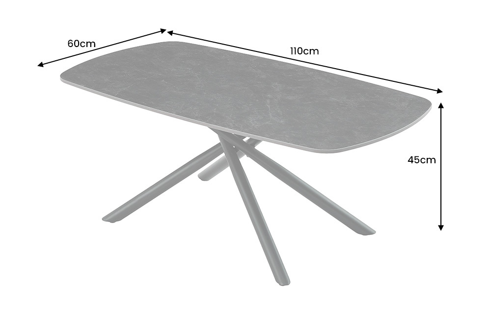 Design Couchtisch OSAKA 110cm anthrazit Keramik schwarz Metall mit Sterngestell