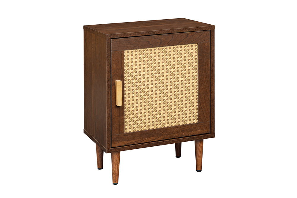 Design Nachttisch VIENNA 60cm braun Wiener Geflecht Beistelltisch mit Stauraum