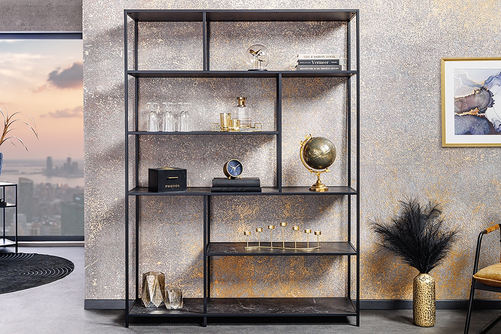 Modernes Bücherregal SLIM LINE 185x135cm graphit Metallgestell