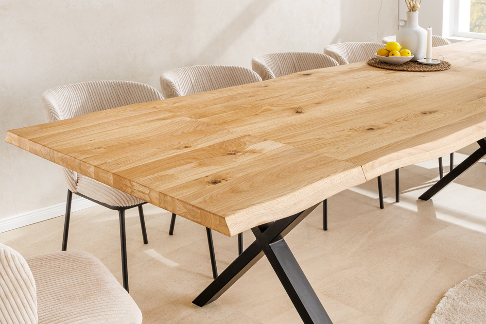 2er Set Ansteckplatten WILD OAK 50cm natur Wildeiche geölt Massivholz Esstisch Verlängerung Baumkante
