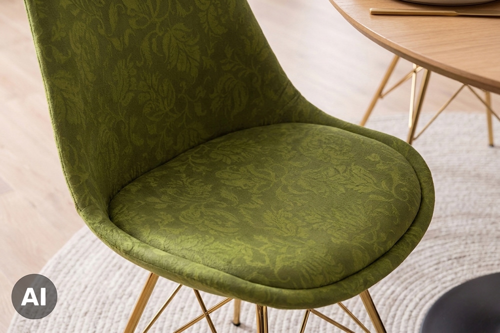 Design Stuhl SCANDINAVIA MEISTERSTÜCK grün Chenille gold Metall