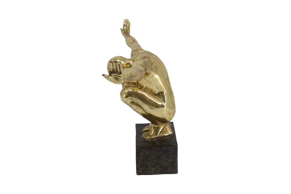 Deko-Figur HIGH DIVER 50cm gold schwarz handmade Athleten-Skulptur
