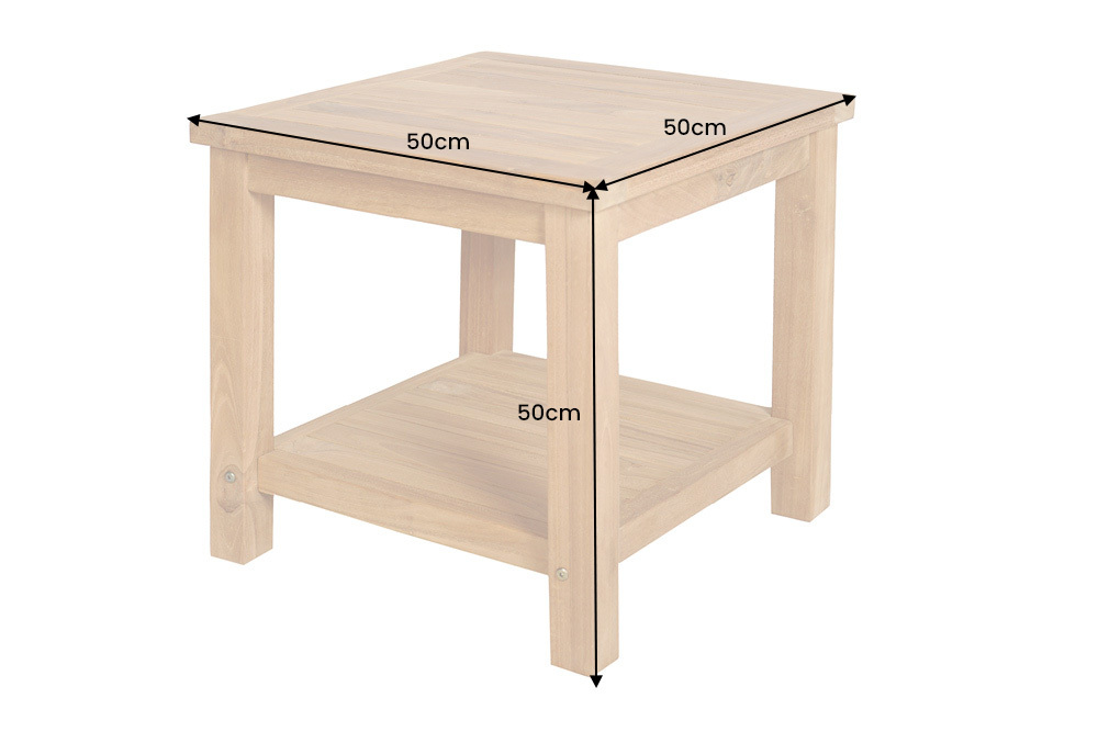Massiver Beistelltisch EMPIRE TEAK 50cm natur Teakholz