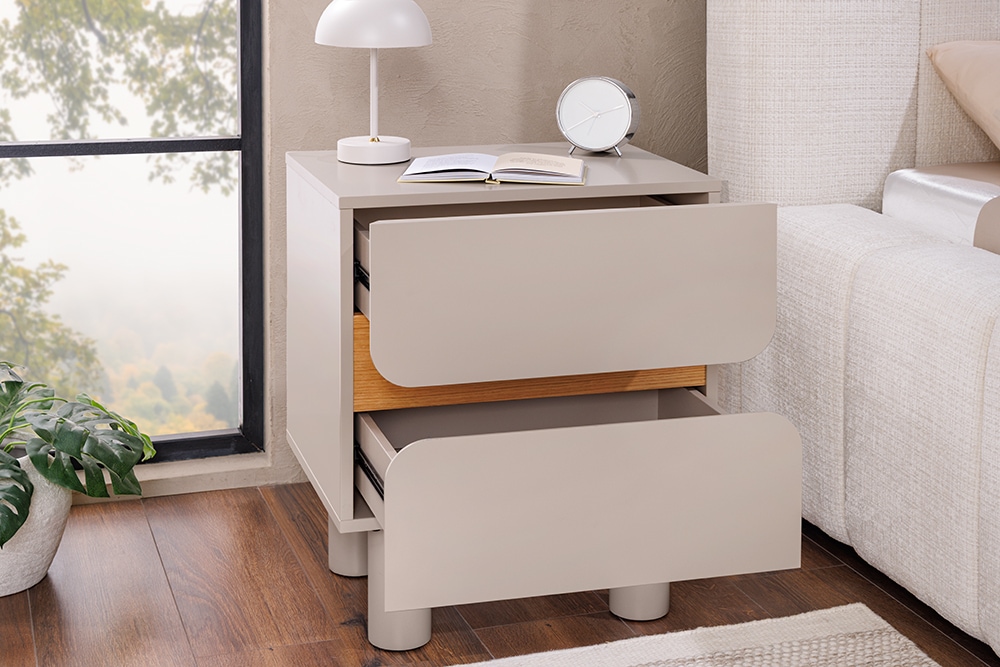 Design Nachtschrank COSMO 60cm cashmere weiß Eiche zwei Schubladen Design Nachtschrank COSMO 60cm cashmere weiß Eiche zwei Schubladen