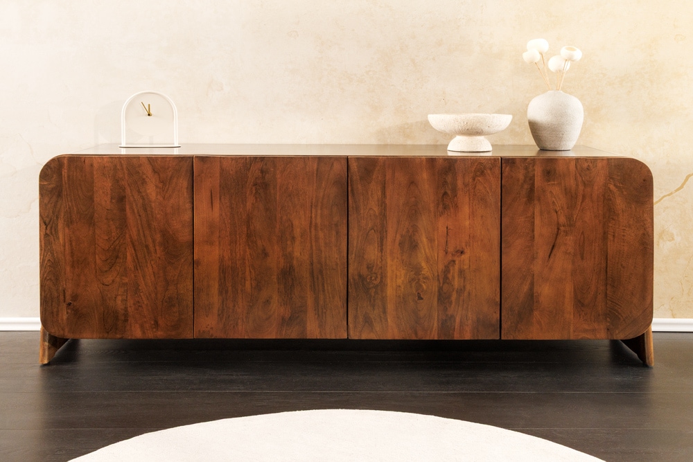 Massives Sideboard BRASIL 175cm braun Mangoholz sechs Fächer