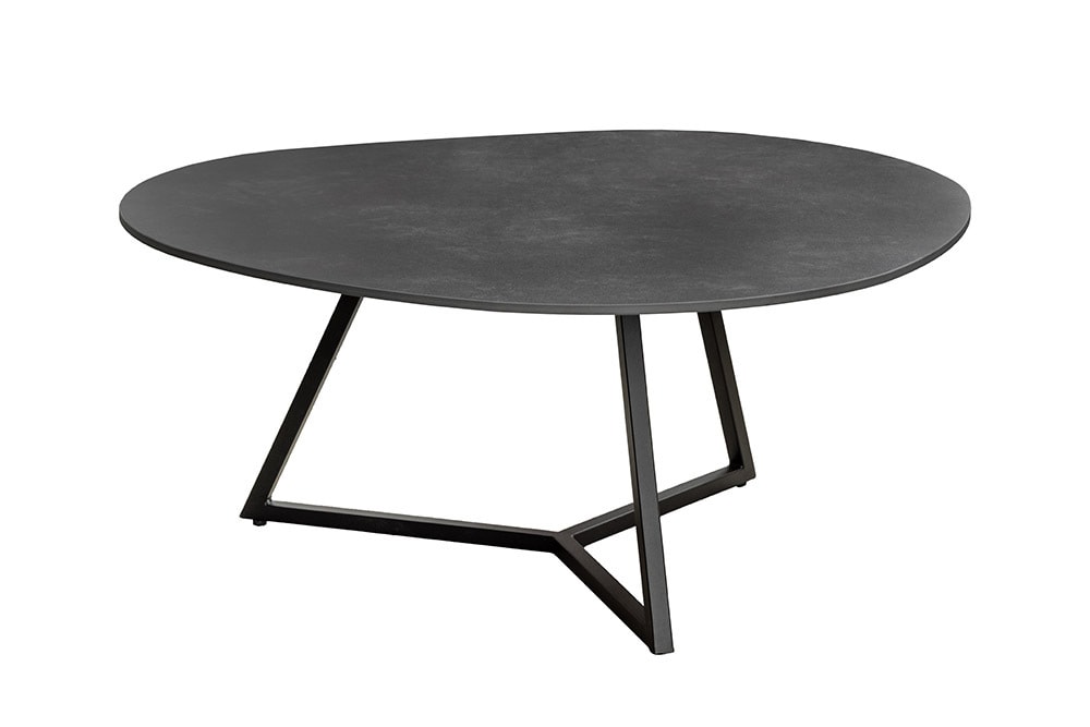 Design Couchtisch MARVELOUS 90cm anthrazit Marmor Keramik schwarzes Metall