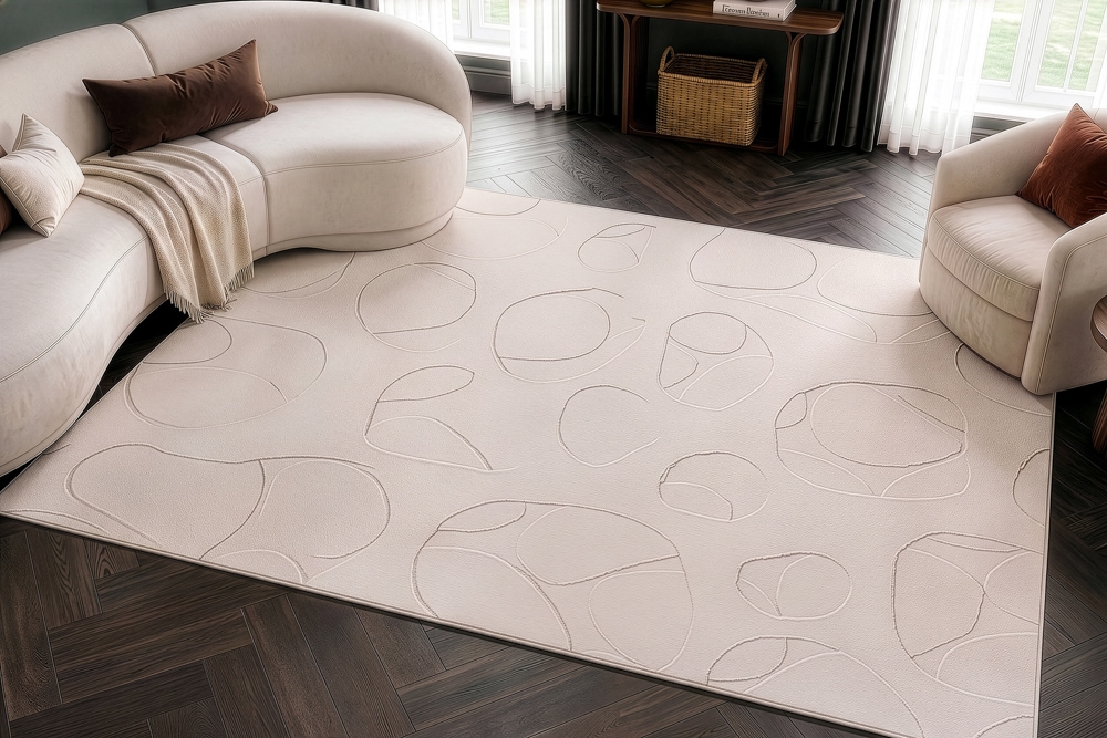 3D Hochflor Teppich LUNA 230x160cm beige Hoch-Tief-Effekt Indoor-Teppich
