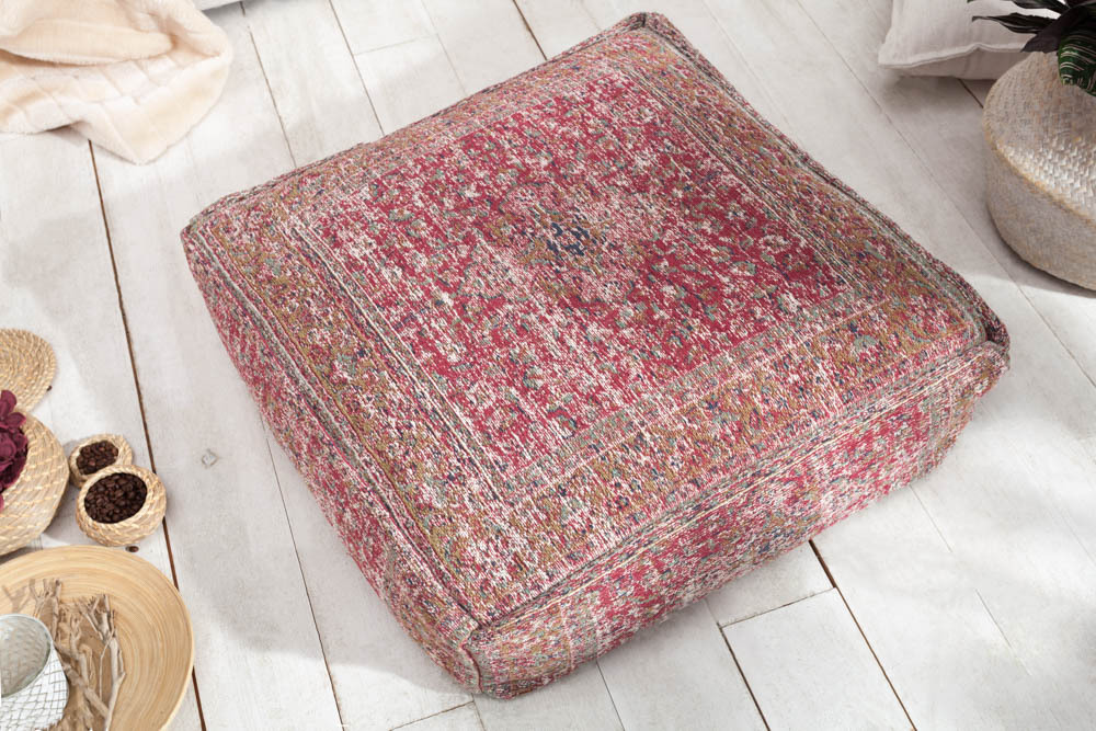 Orientalisches Bodenkissen XL OLD MARRAKESCH 70cm rot florales Muster Sitzpouf