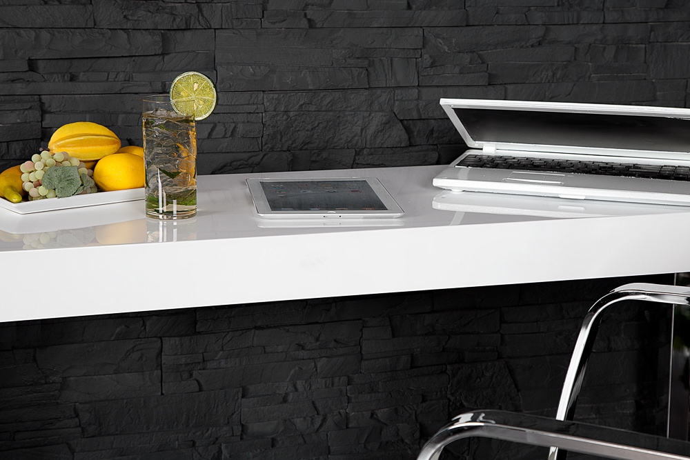 Design Konsole WHITE DESK 120cm weiß Hochglanz Bürotisch