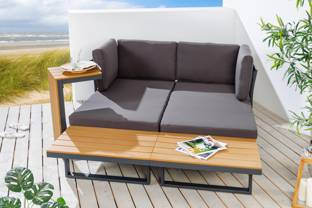 Wetterfestes Gartenmöbel Set IBIZA MODULAR LOUNGE 250cm anthrazit Aluminium inkl. Sitzpolster