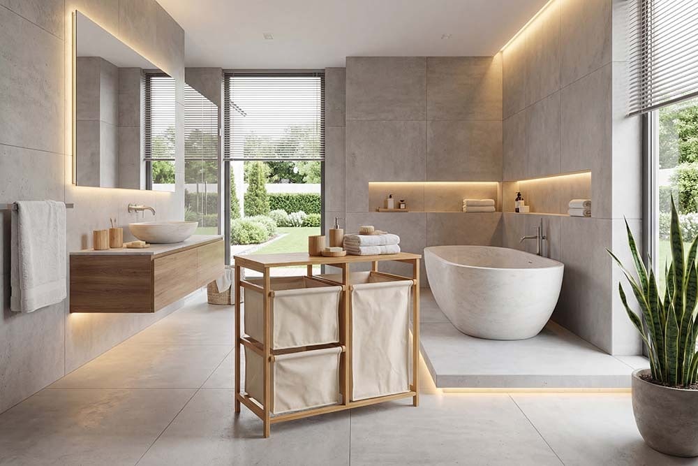 Massivholz Wäschekorb LAGOON SPA 70cm natur beige Bambus drei Wäschebeutel waschbar Massivholz Wäschekorb LAGOON SPA 70cm natur beige Bambus drei Wäschebeutel waschbar