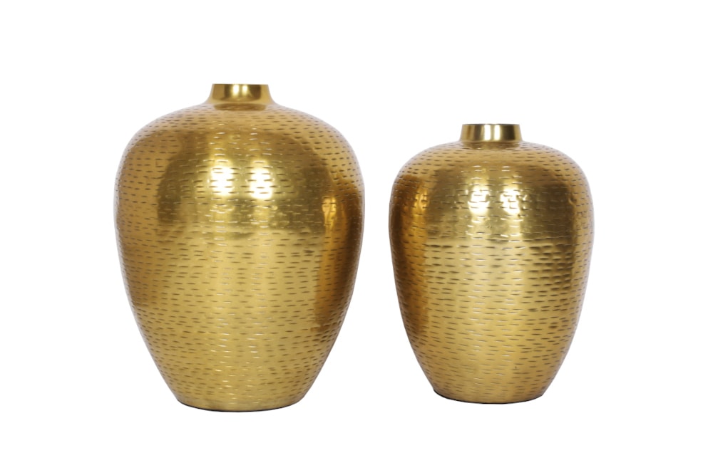 Elegantes Vasen 2er Set ORIENTAL 32cm gold im Rice Hammerschlag Design