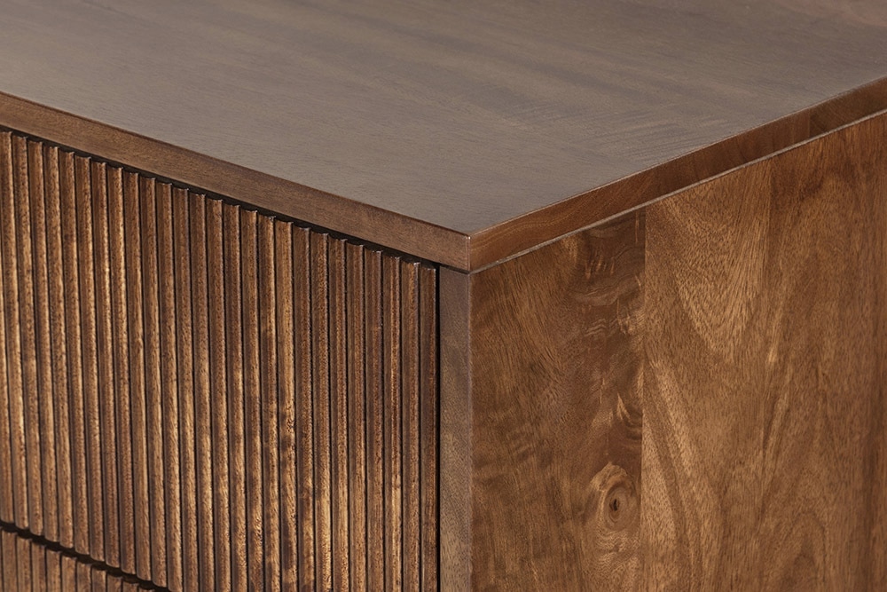 Massives Sideboard MADISON 180cm braun Mangoholz mit Schubladen und strukturierter Front