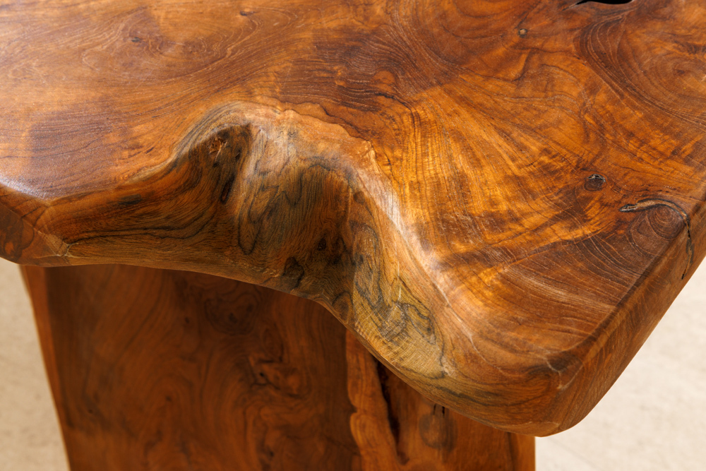 Massivholz Bank ROOT 100cm braun natur Teak Baumstamm