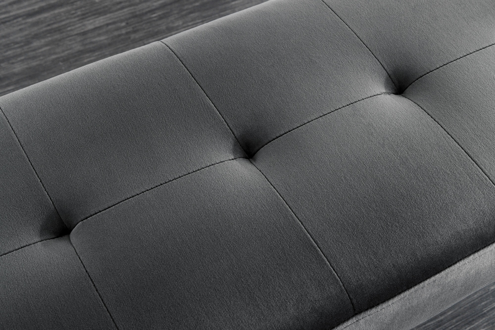 Design Sitzbank BOUTIQUE 100cm dunkelgrau Samt schwarze Metallbeine