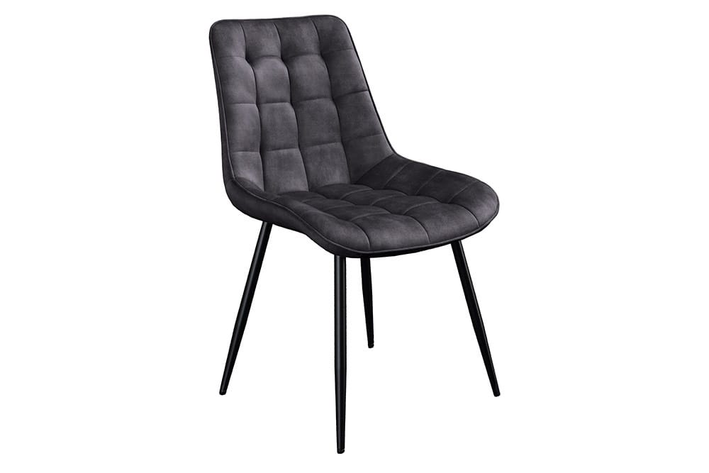 Design Stuhl ROADSTAR grau Samt schwarze Metallbeine