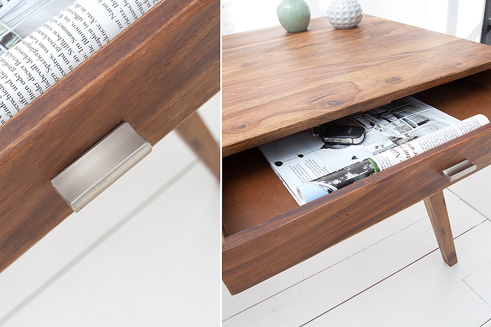 Design Schreibtisch RETRO 120cm braun Sheeshamholz stone finish Design Klassiker