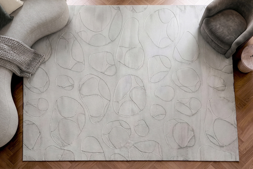 3D Hochflor Teppich LUNA 300x230cm hellgrau Hoch-Tief-Effekt Indoor-Teppich