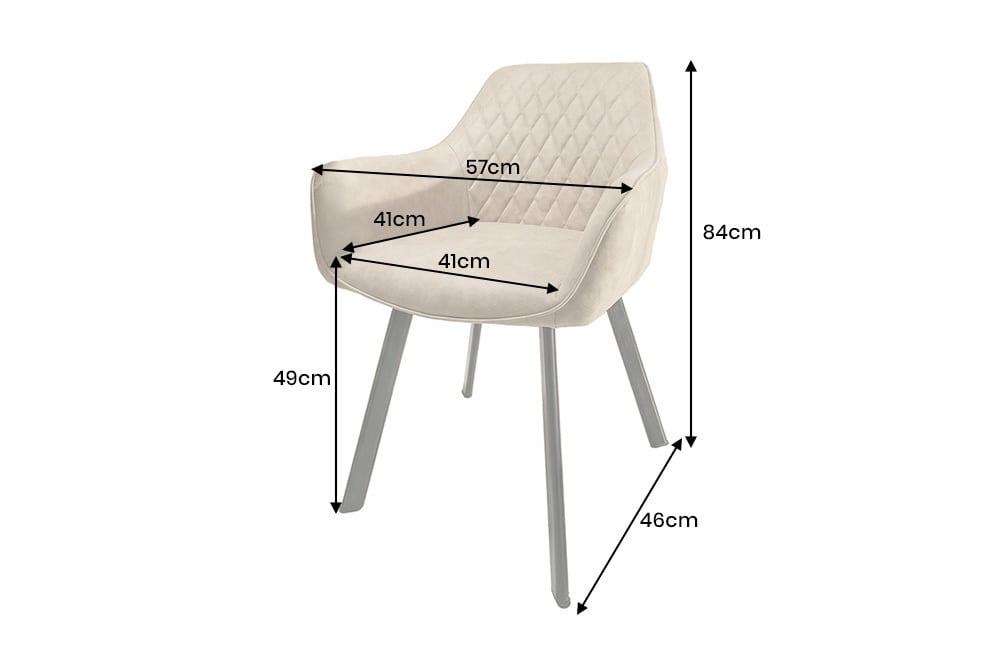 Design Stuhl PALERMO beige Microfaser mit Armlehne und Ziersteppung