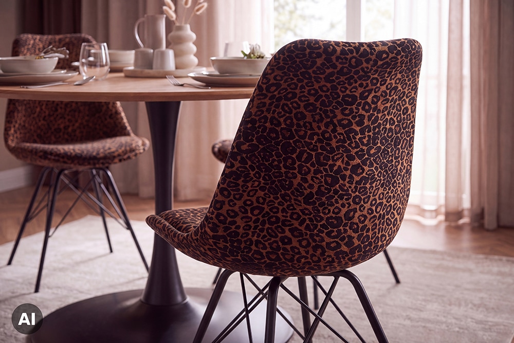 Design Stuhl SCANDINAVIA MEISTERSTÜCK braun schwarz Chenille schwarz Metallgestell