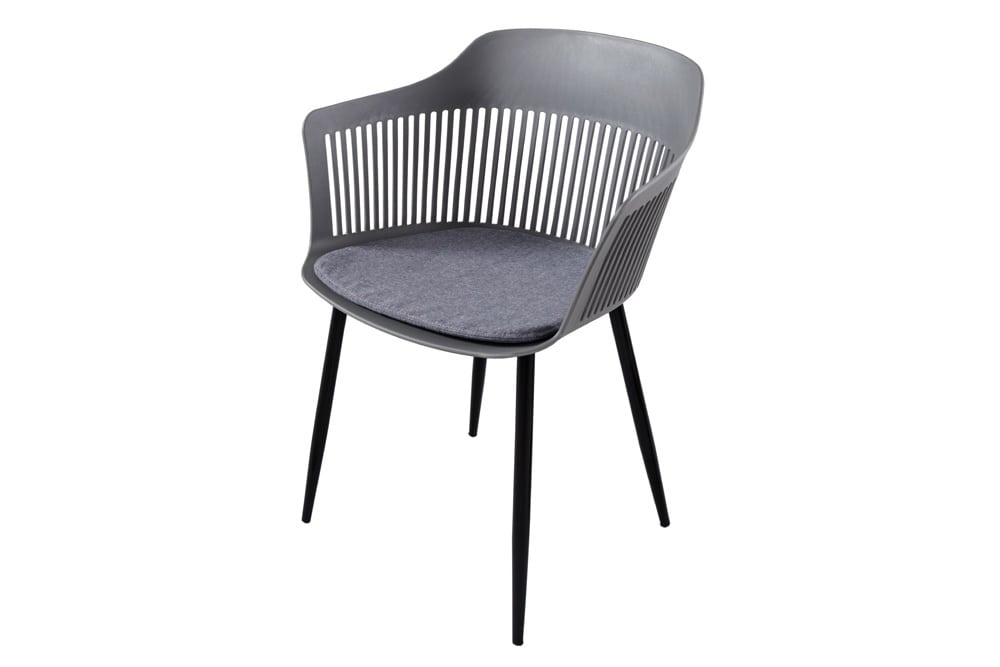 Design Stuhl AIRE grau Kunststoff Stahlgestell Indoor Outdoor inkl. Kissen