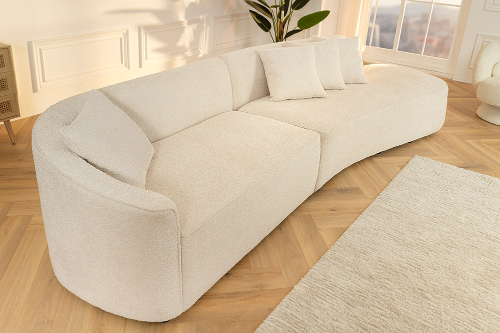 Modernes Sofa ATELIER L 330cm beige Bouclé XXL-Couch Nosagfederung inkl. Kissen » Jetzt kaufen