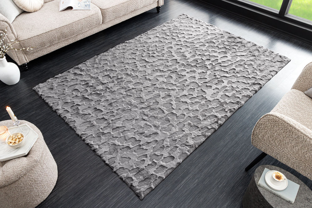 3D Hochflor Teppich DUNE 230x160cm anthrazit Hoch-Tief-Effekt