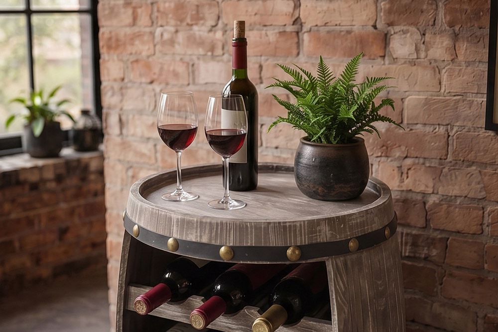 Authentisches Weinregal BODEGA 65cm natur Pinie Weinfass Shabby Chic