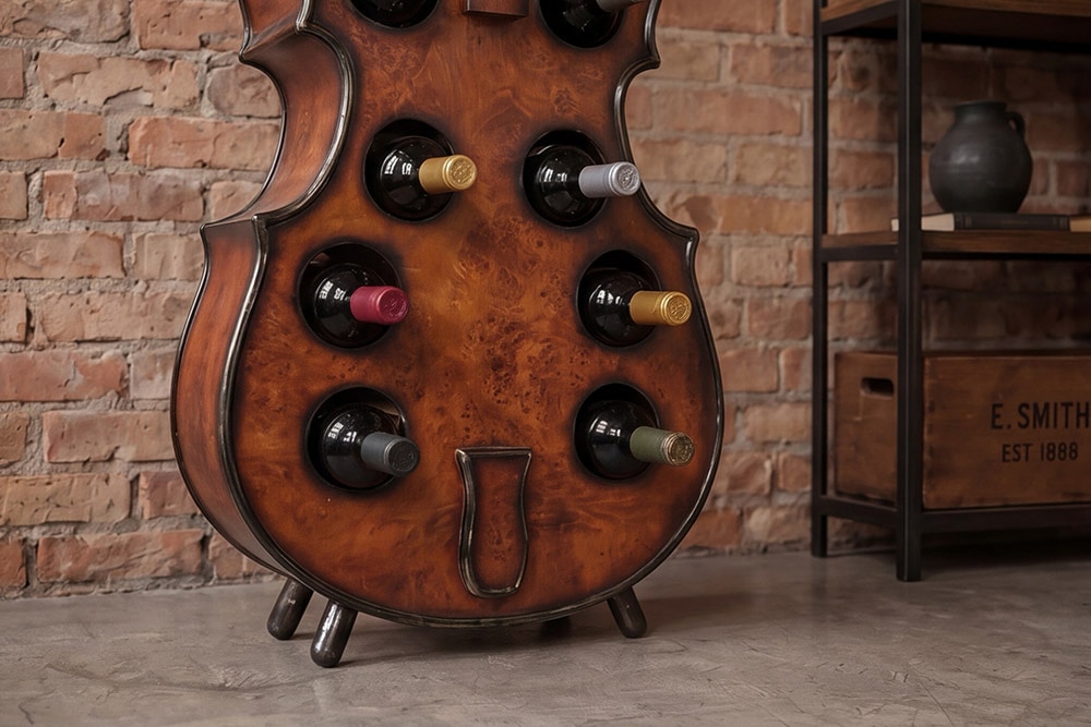 Extravagantes Weinregal CELLO 133cm braun Tannenholz für 10 Flaschen