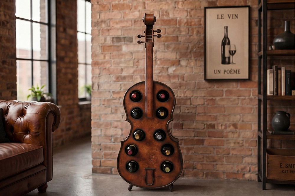 Extravagantes Weinregal CELLO 133cm braun Tannenholz für 10 Flaschen