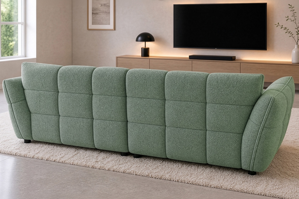 XXL Sofa CLOUD 260cm salbei Bouclé Bigsofa Federkern inkl. Kissen