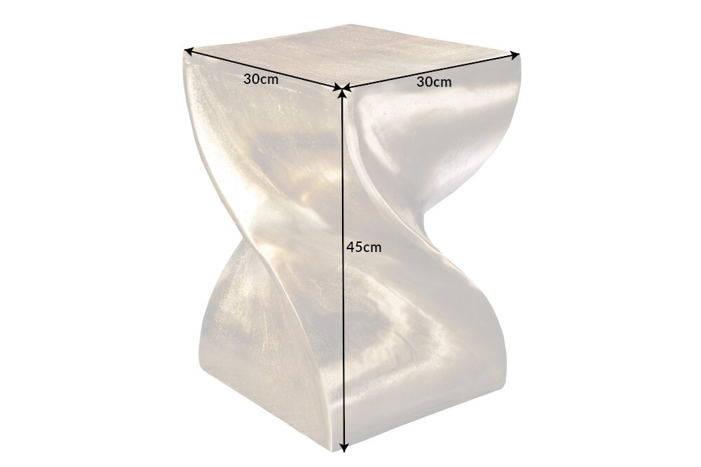 Skulp­tu­raler Beistelltisch TWIST 45cm gold Aluminium handmade Sitzhocker Nachttisch