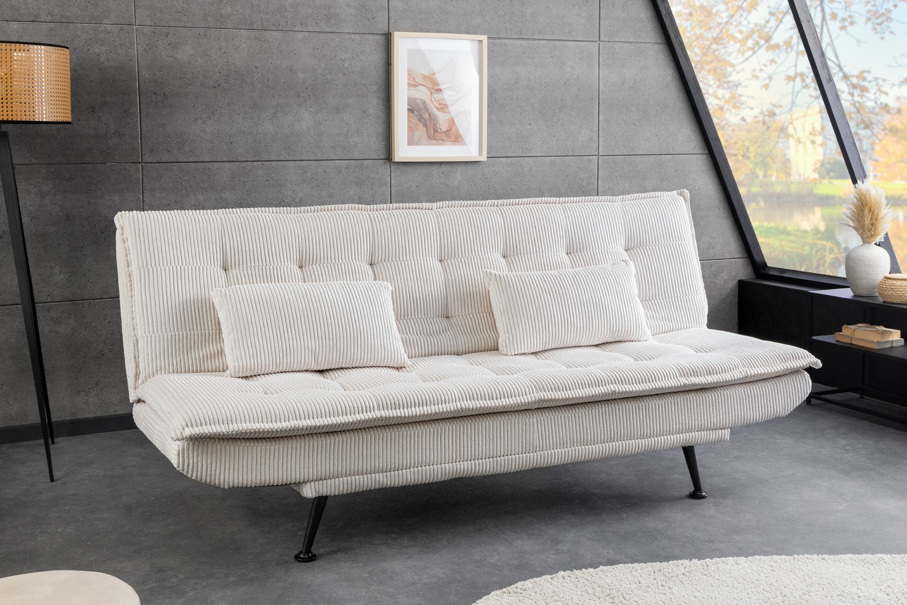 Modernes Schlafsofa JAZZ 190cm beige Cord 3-Sitzer Couch