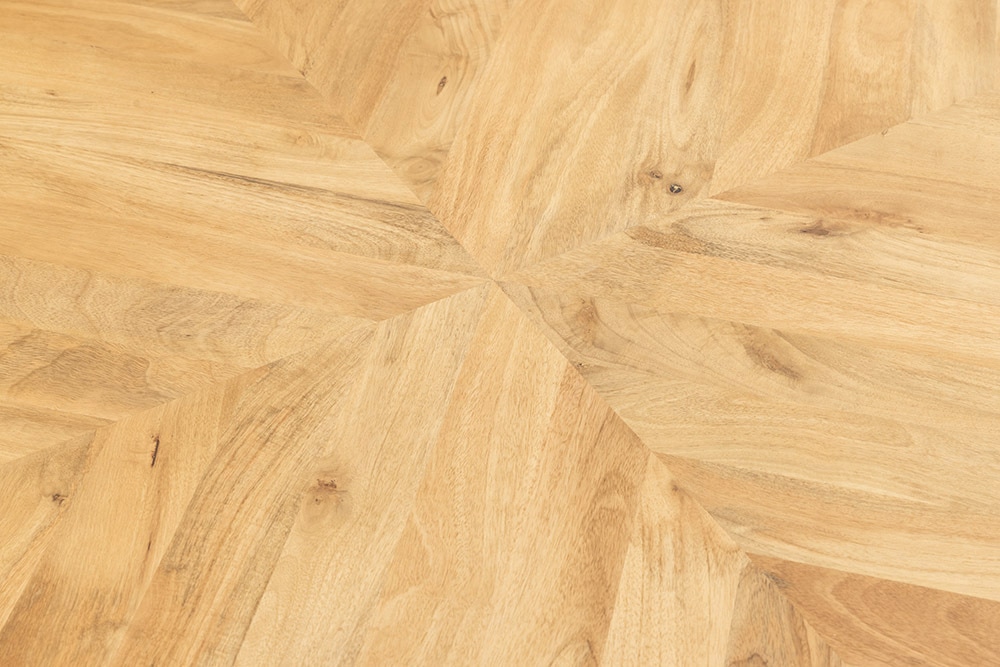 Runder Esstisch INFINITY HOME 120cm natur cream finish Mangoholz Parkett schwarz