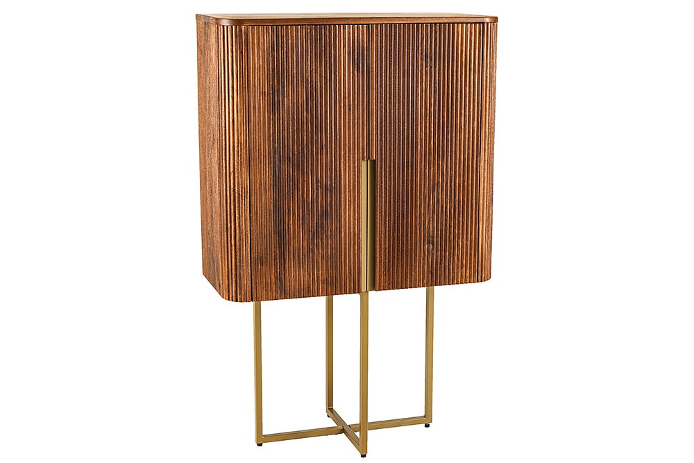 Design Highboard GATSBY 125cm braun mattgold Mangoholz Retro
