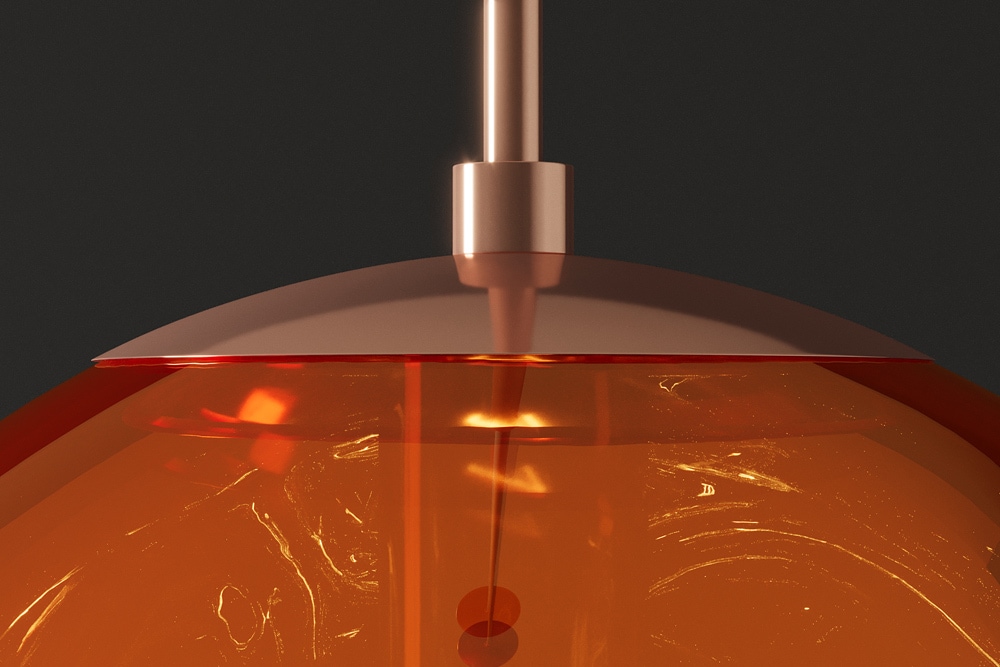Runde Hängelampe LIQUID DIAMOND 20cm kupfer Glas Stahl Kugelleuchte
