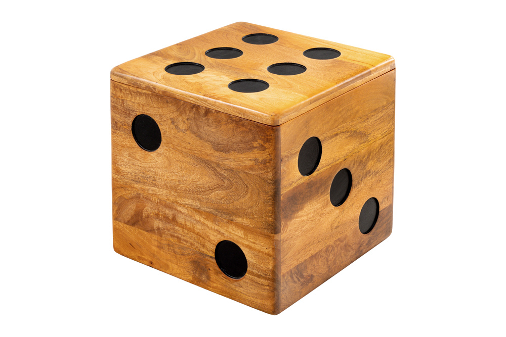 Massiver Würfel-Hocker CUBE 40cm natur Mangoholz Beistelltisch stapelbar mit Fach